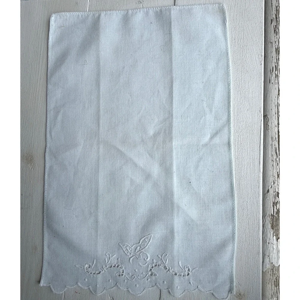 Vintage Embroidered Linen Lot 6 Cutwork Floral Table Linens Hankies